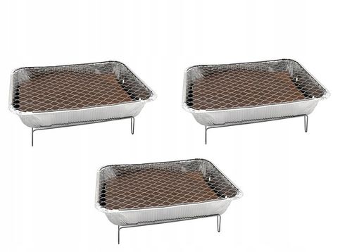 Grill turystyczny jednorazowy z węglem i podpałką - 3szt na Arena.pl