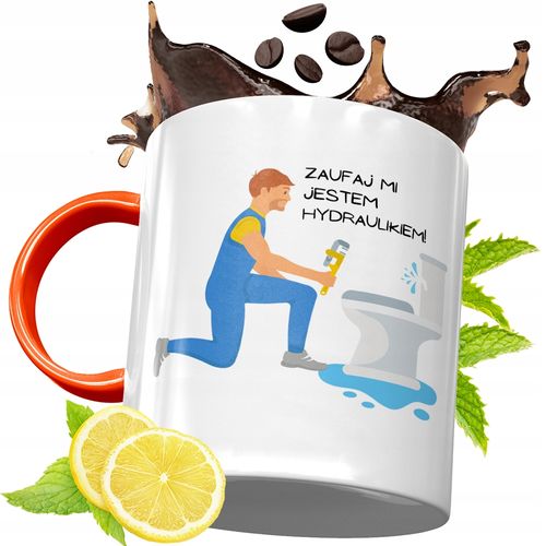 Kubek Pomarańczowy Dla Hydraulika Prezent Z Nadrukiem Ze Zdjęciem na Arena.pl