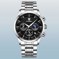 SREBRNY ZEGAREK MĘSKI NA BRANSOLECIE POEDAGAR CHRONOGRAF PUDEŁKO DATOWNIK