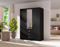 Szafa 3-Drzwiowa z Szufladami i Lustrem 4D3SZ 150cm Czarna LISA MX-3 Kolory