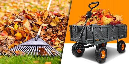 WÓZEK OGRODOWY TRANSPORTOWY PRZYCZEPKA TACZKA KOŁA PLANDEKA DO 400KG 100L na Arena.pl