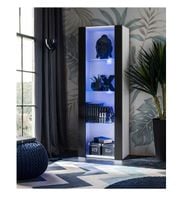 Witryna Stojaca Półka Salon Szafka Bialy/Czarny Mat