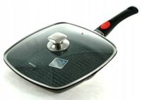 PATELNIA GRILLOWA Z POKRYWĄ 28CM INDUKCJA GAZ Odpinany Uchwyt 28CM
