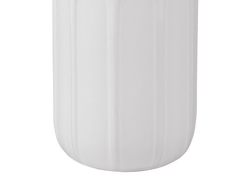 Dozownik do mydła z pompką LINO ceramiczny biały matowy tłoczony ryflowany na Arena.pl