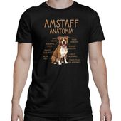 Amstaff anatomia - męska koszulka na prezent L Czarny T-shirt - PIES