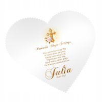 Szatka serce na chrzest biała + dowolne IMIĘ data CHRZTU dedykacja