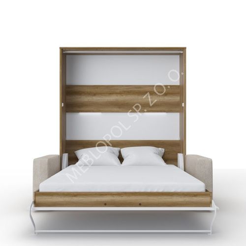 Półkotapczan MEBLOPOL 160V pionowy z sofą dąb country/biały połysk z LED na Arena.pl