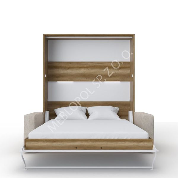 Półkotapczan MEBLOPOL 160V pionowy z sofą dąb country/biały połysk z LED zdjęcie 2