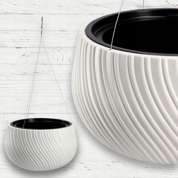 Donica Doniczka Wisząca Okrągła Misa Biała 29,5cm zdjęcie 6