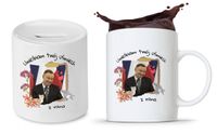 Zestaw Andrzej Duda Pis Prezent Kubek + Skarbonka Z Nadrukiem Ze Zdjęciem