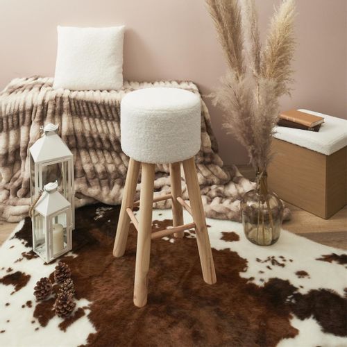 Stołek barowy Freya biały/ naturalny na Arena.pl