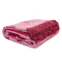 Koc świąteczny 150x200 bawełniany z frędzlami EDK16675 Renifery bordowy