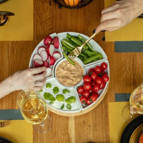 Półmisek na przekąski zestaw 5 x miseczka biała ceramika OBROTOWY TALERZ na Arena.pl