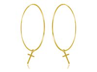 Eleganckie pozłacane srebrne kolczyki gładkie koła kółka 5cm z krzyżykiem srebro 925 PTRINGKR15G_50