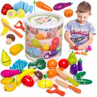 DREWNIANE OWOCE WARZYWA do krojenia NA RZEP zestaw XXL 17 el. obieraczka