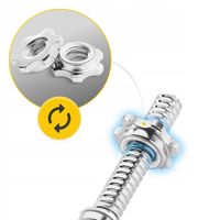 GRYF KRÓTKI PROSTY DO HANTLI PEŁNY STALOWY GWINTOWANY ZESTAW ZACISKI 48cmx2