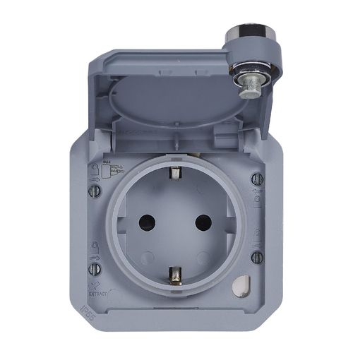 Nowe Plexo - Gniazdo Schuko 2P+Z na klucz zaciski automatyczne, mechanizm 16A-250V~ - szare - Legrand 069574L na Arena.pl