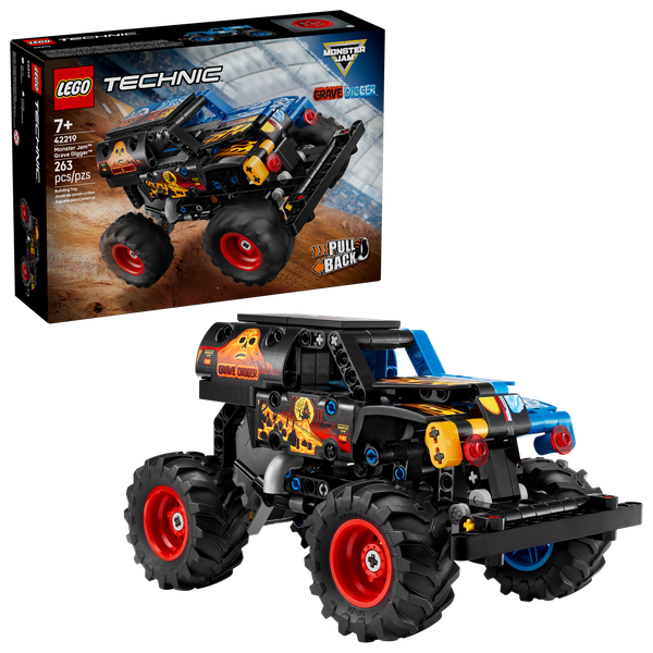 LEGO Technic 42219 Monster Jam Grave Digger Ogień i lód Napęd Pull-back zdjęcie 1