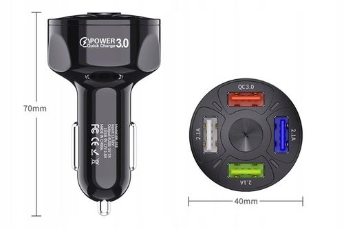 SAMOZACISKOWY MOCNY UCHWYT DO SZYBY DESKI ŁADOWARKA SAMOCHODOWA 4xUSB 7A na Arena.pl