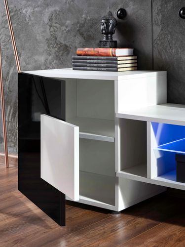 Pan Igiełka - Meblościanka do Salonu LED Biały Dąb Wotan, Zestaw Mebli na Arena.pl