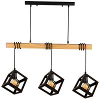 Loftowa LAMPA wisząca SWEDEN WOOD skandynawska OPRAWA drewniana belka ZWIS kostki czarne brązowe