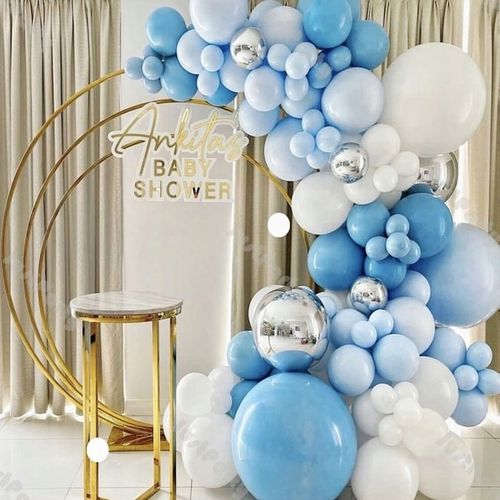 GIRLANDA BALONOWA XXL BALONY BIAŁA NIEBIESKA SREBRNA ROCZEK CHRZEST na Arena.pl
