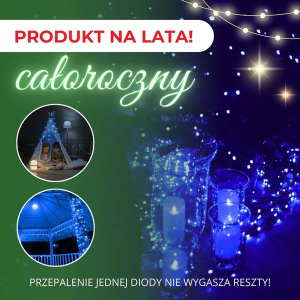 Lampki choinkowe 300 Led niebieski 25,5 m oświetlenie świąteczne IP44 zdjęcie 3