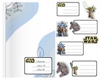 NAKLEJKI NA ZESZYT ZESZYTY NALEPKA 8szt - STAR WARS GWIEZDNE WOJNY + GRATIS