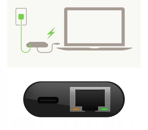 Adapter z ładowaniem USB-C PD 3.0 100W do GB Ethernet, Belkin przejściówka na Arena.pl
