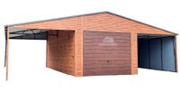 GARAŻ BLASZANY 6,5M X 6M + 3M. WIATA DWUSPAD 2X BRAMA 6,5X6 GB242