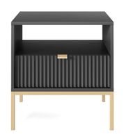 Szafka nocna Delicious ryflowana czarna złote nogi