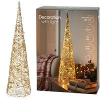Choinka Świecąca Złota Stożek Świąteczny Ozdobny na Boże Narodzenie 60 cm
