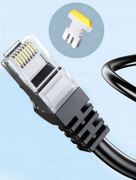 Kabel sieciowy LAN ETHERNET internetowy kat 6 FTP RJ45 30m Skrętka Czarny zdjęcie 3