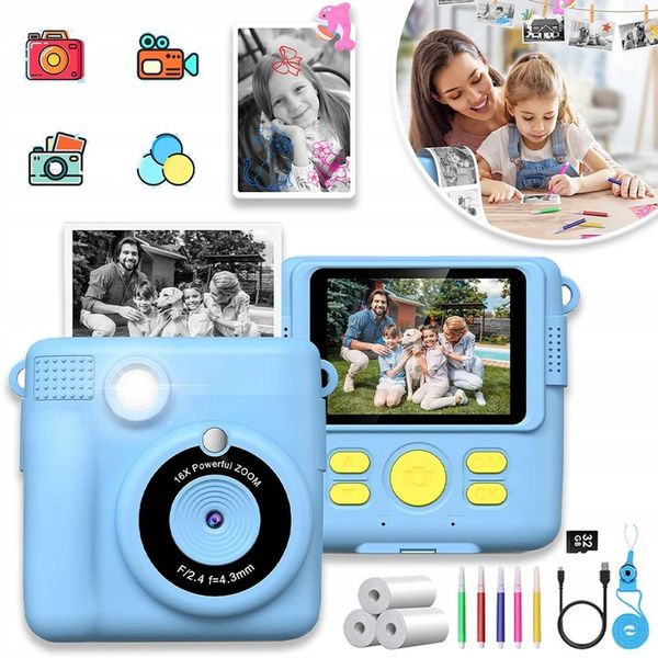 APARAT FOTOGRAFICZNY DLA DZIECI CYFROWY NATYCHMIASTOWY Z DRUKARKĄ + WKŁADY zdjęcie 1