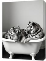 Obraz 50x70cm Vintage Artystyczny | Tygrysy | Portret Zwierząt Pop Art