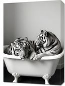 Obraz 50x70cm Vintage Artystyczny | Tygrysy | Portret Zwierząt Pop Art