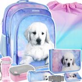 PLECAK TORNISTER SZKOLNY DLA DZIEWCZYNKI Z PIESKIEM PIÓRNIK WOREK BIDON