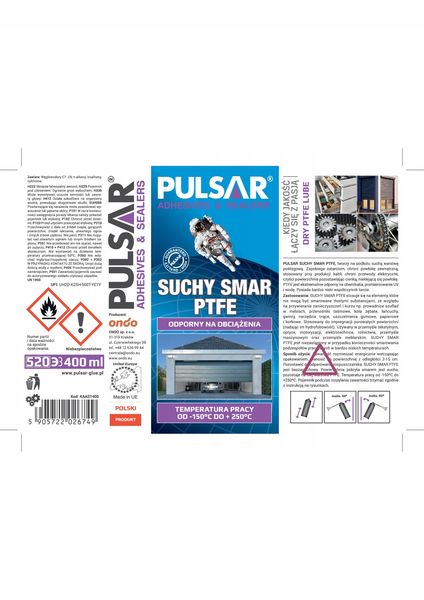 PULSAR SUCHY SMAR TEFLONOWY DO BRAM PTFE 400 ml x5 zdjęcie 2
