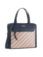 torebka damska nobo granatowa ze skóry ekologicznej z ozdobnym printem