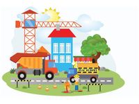 60X40CM PLAC BUDOWY AUTAMI OBRAZ