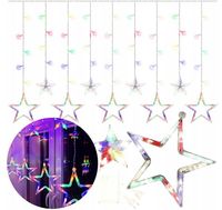 KURTYNA LED GWIAZDY lampki choinkowe Girlanda WISZĄCE SOPLE okno MULTIKOLOR