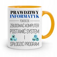 Kubek Żółty Informatyka Programisty Najlepszy Inf Z Nadrukiem Ze Zdjęciem