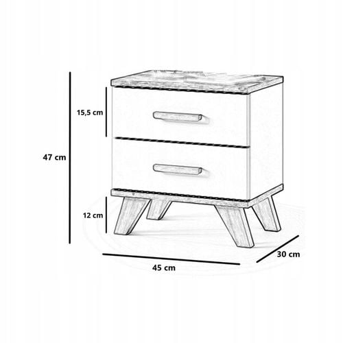 SZAFKA NOCNA STOLIK NOCNY SYPIALNI 2 SZUFLADY BIAŁY MAT DĄB WOTAN na Arena.pl