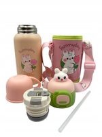 Bidon termiczny 2w1 dla dzieci ze słomka 500ml kubek termiczny dziecięcy