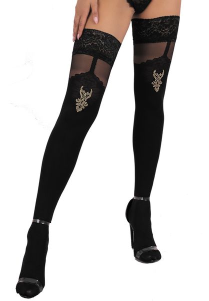 Seksowne Kryjące Pończochy Ze Złotym Wzorem - Valentina LivCo Corsetti M zdjęcie 2