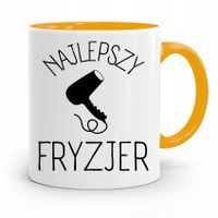 Kubek Żółty Fryzjera Fryzjerki Najlepszy Fryzjer Z Nadrukiem Ze Zdjęciem