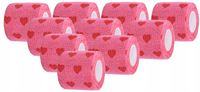 Bandaż kohezyjny Zarys yellowBAND 5 cm x 4,5 m różowy w serca 10 szt.