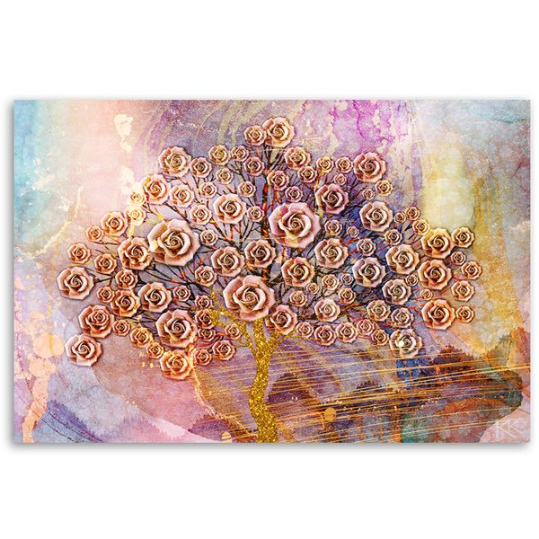 Obraz na płótnie, Kwiaty drzewo życia 90x60 90x60 zdjęcie 3