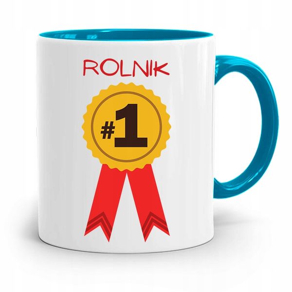 Dla Rolnika Kubek Błękitny Rolnik Numer Jeden Z Nadrukiem Ze Zdjęciem zdjęcie 1