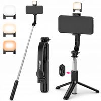 SELFIE STICK Z TRIPODEM, LAMPKĄ LED 107CM WYZWALACZ BLUETOOTH SELFIE SHOW